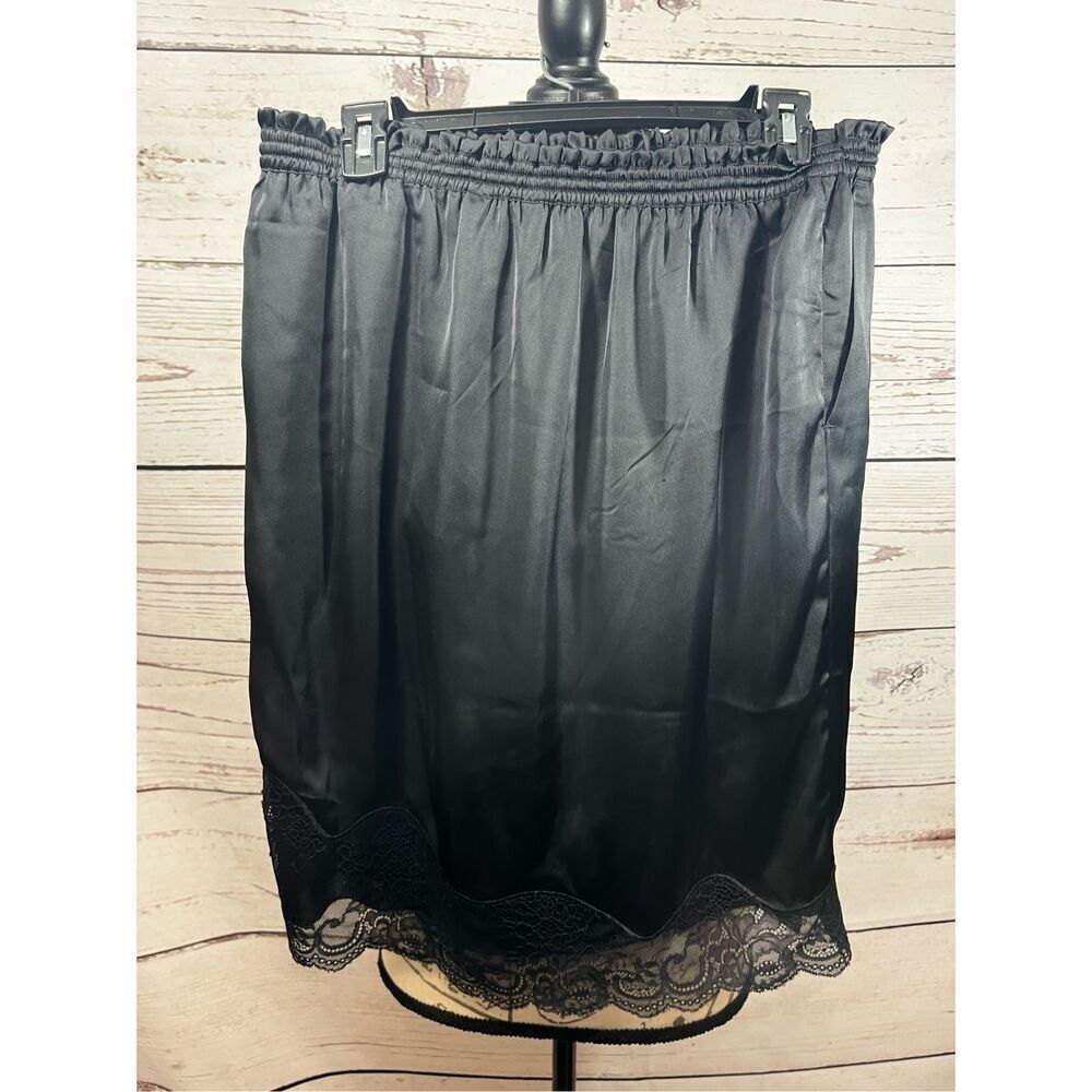 Joe Fresh‎ Black Lace Trim Skirt Elastic Waist Knee Length Medium M
